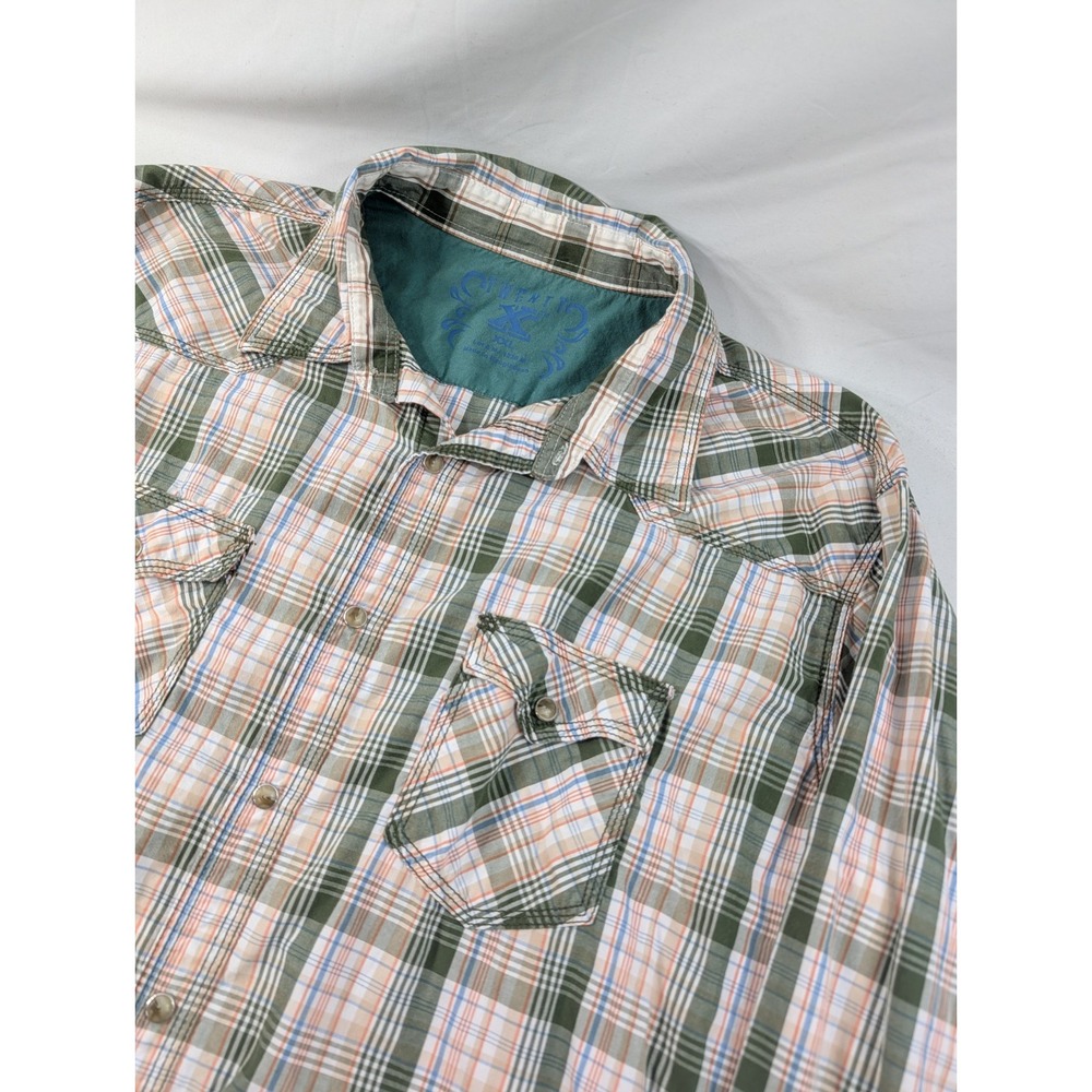 Wrangler 20X Western Plaid Casual Shirt Men's Size XXL 2XL Pearl Snap L/S Green
